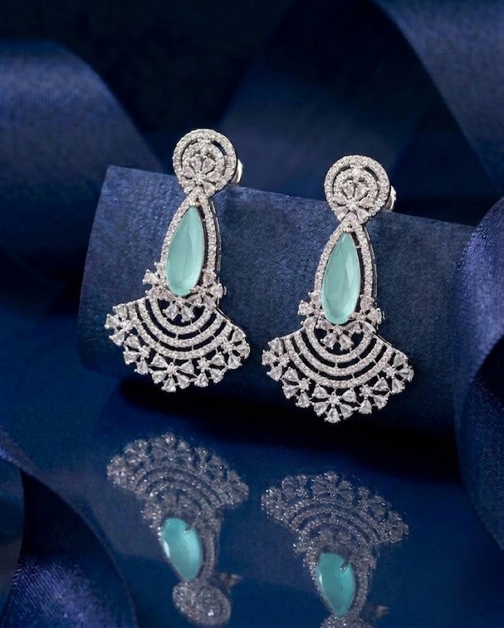 Teardrop Stone Drop Earrings for Women – Pink & Green Party Jewellery