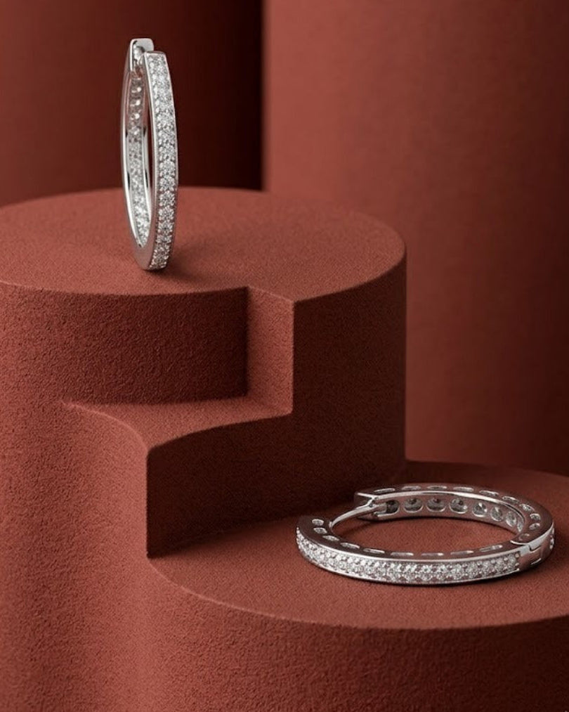 Aarini Classic Spark AD Hoop Earrings