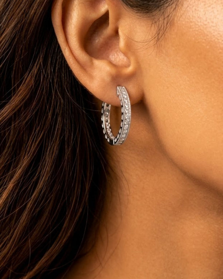 Aarini Classic Spark AD Hoop Earrings