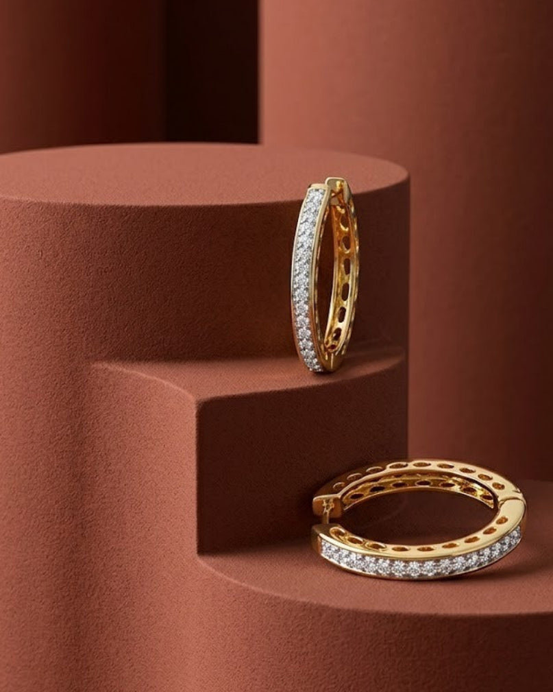 Aarini Classic Spark AD Hoop Earrings