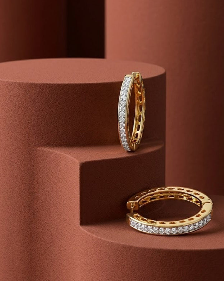 Aarini Classic Spark AD Hoop Earrings