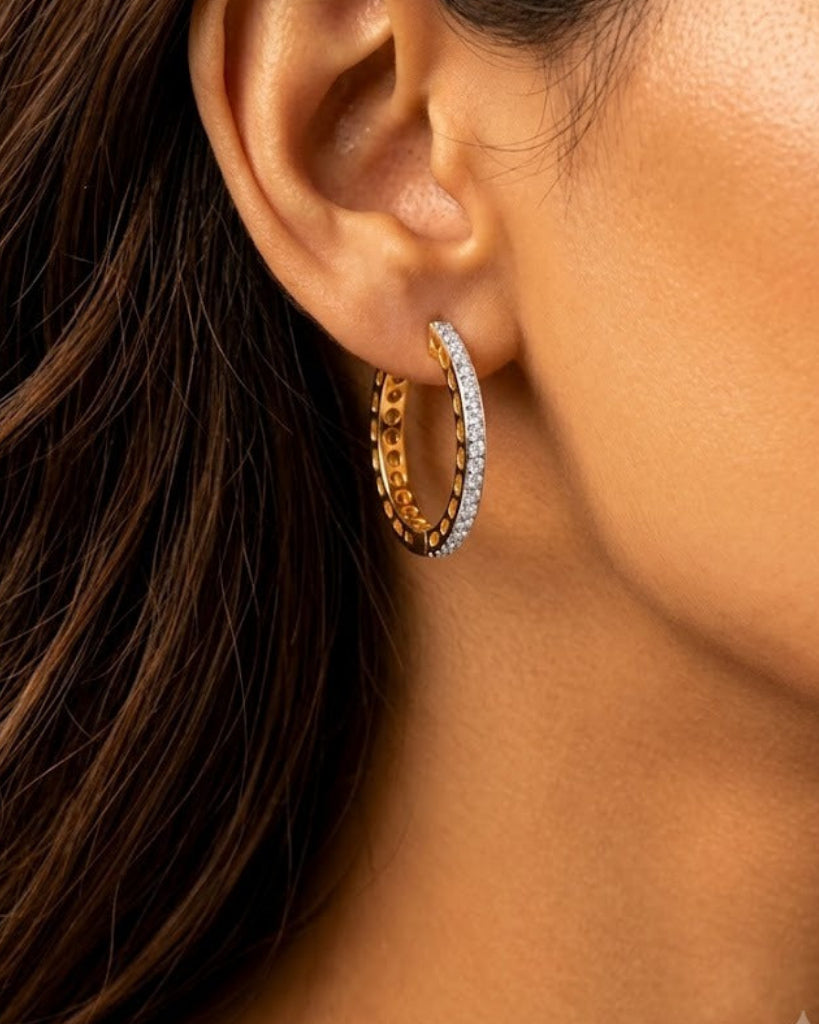 Aarini Classic Spark AD Hoop Earrings