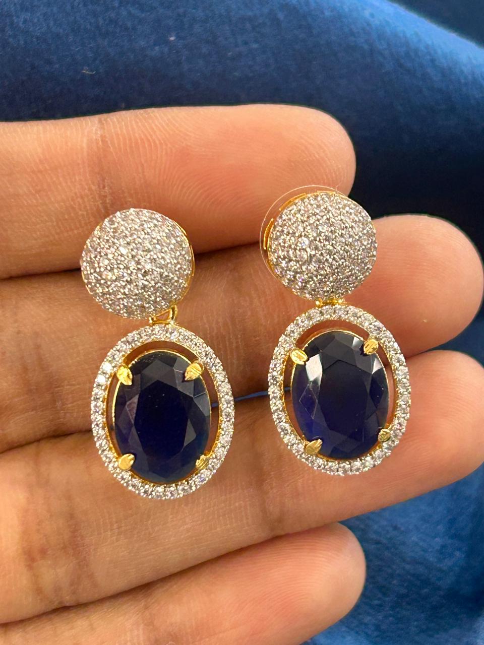 Aaradhya Emerald Halo AD Drop Earrings