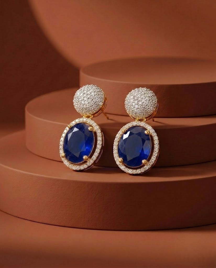 Aaradhya Emerald Halo AD Drop Earrings
