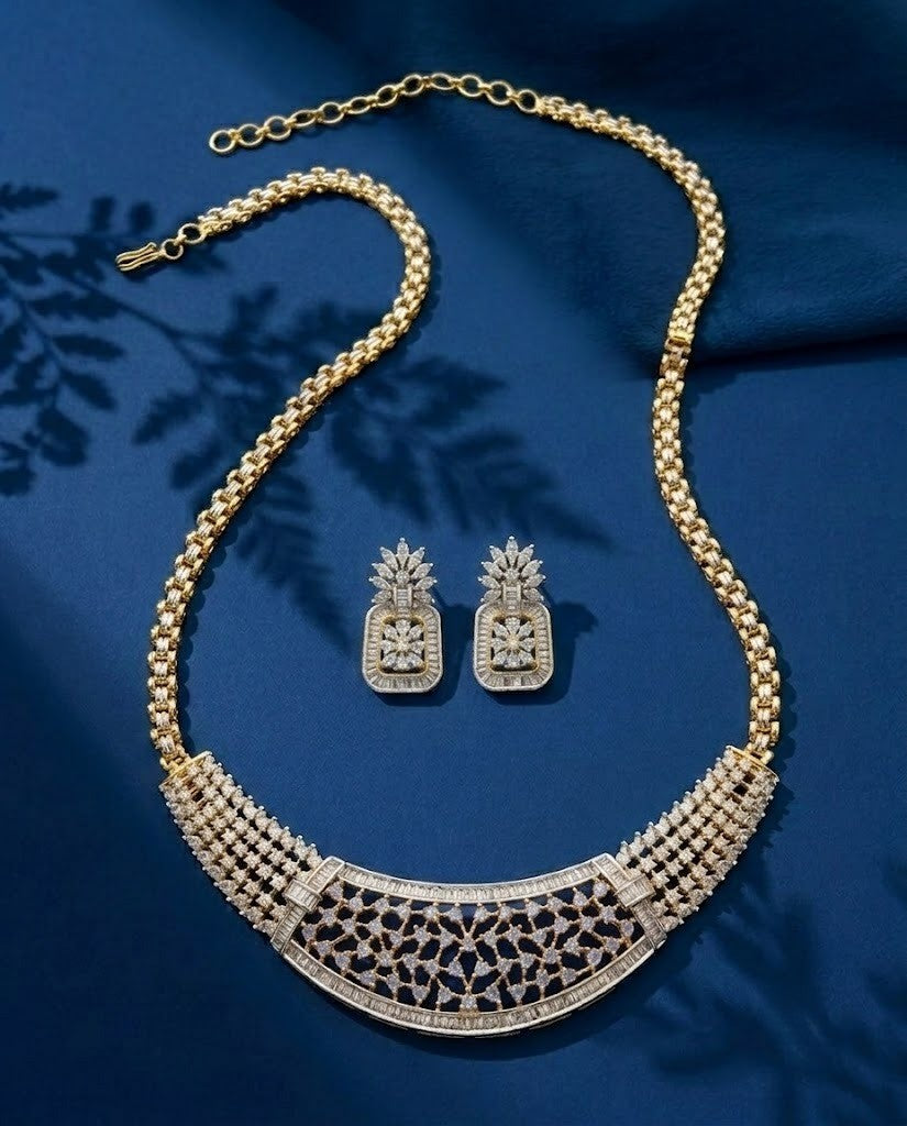 Rajeshwari Ruby Lattice Diamond Necklace Set