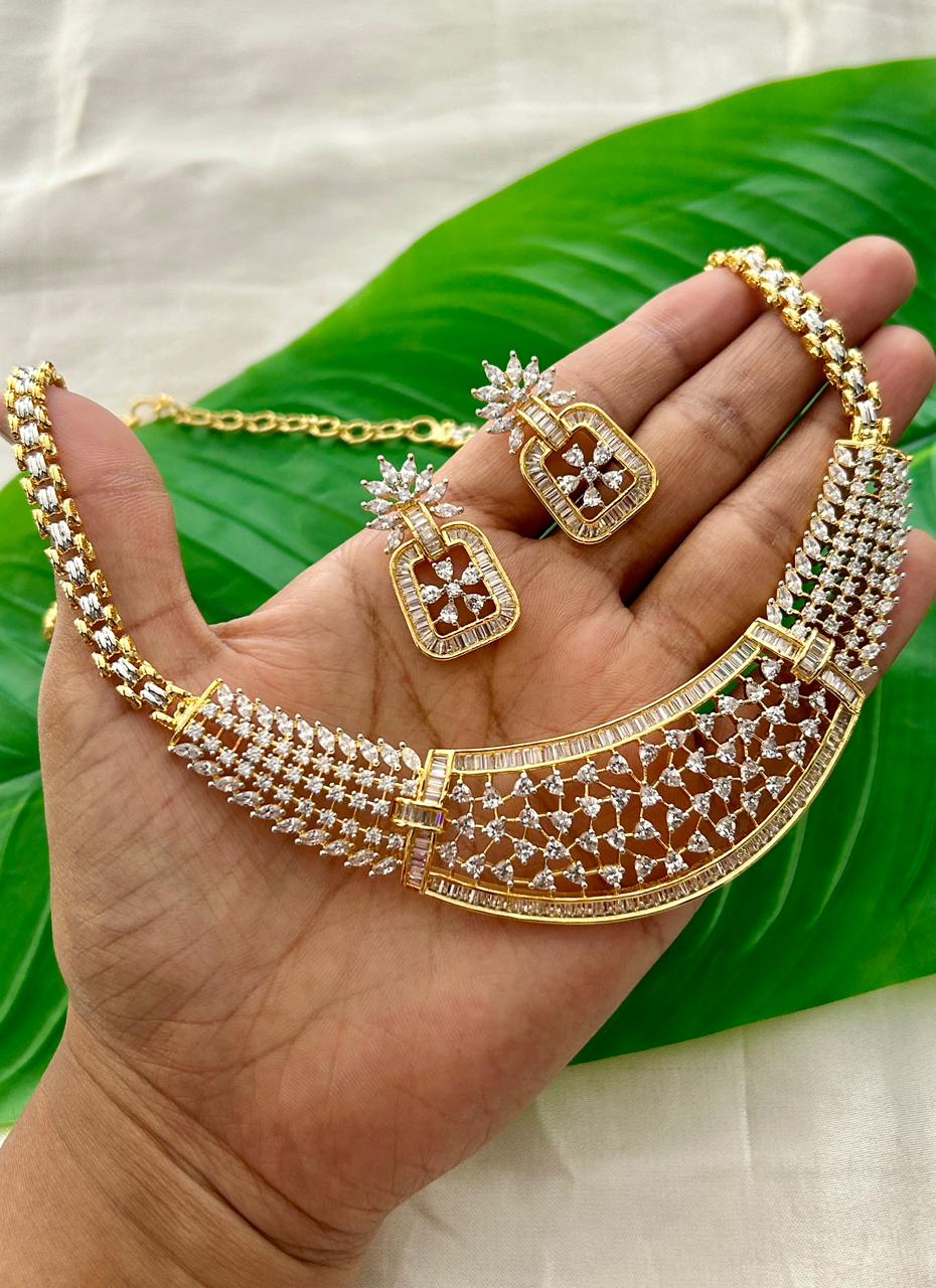 Rajeshwari Ruby Lattice Diamond Necklace Set
