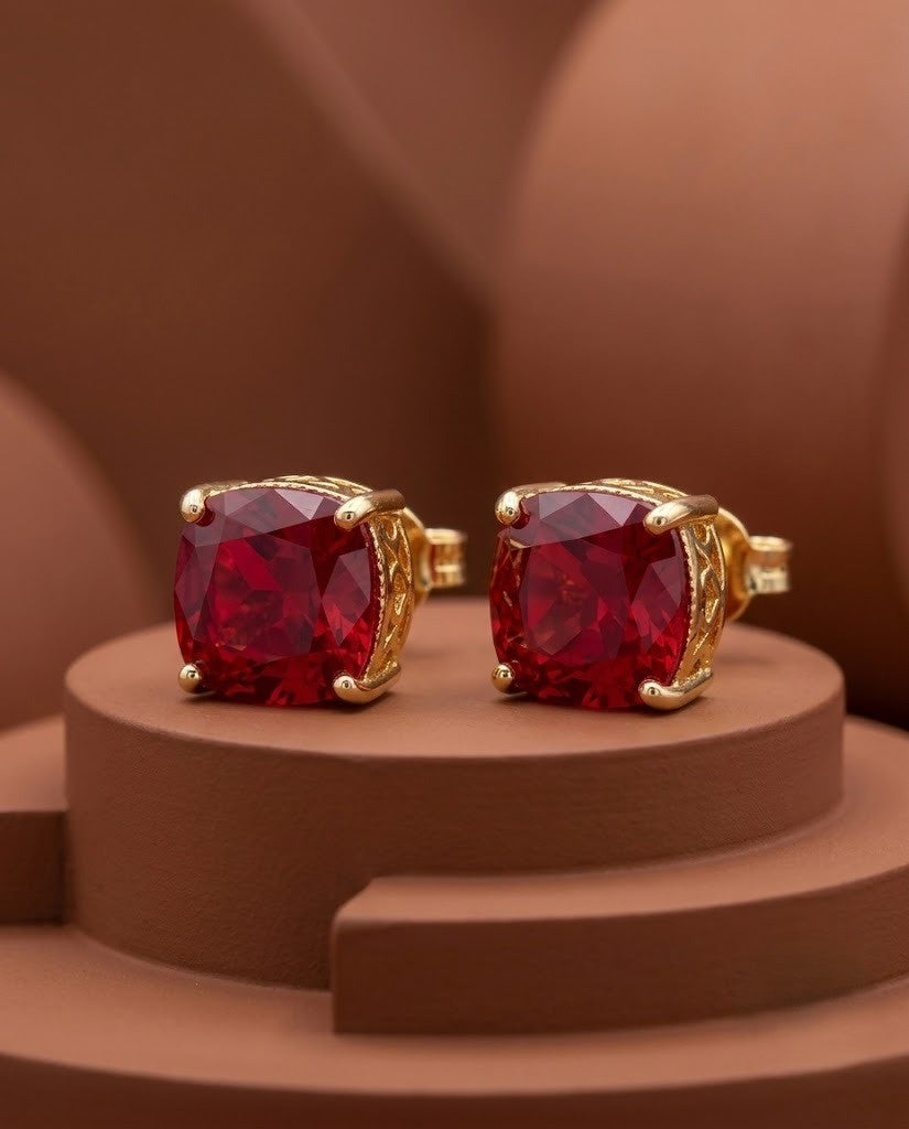 Gold Finish Swarovski Crystal Cushion Stud Earrings – 3 Colour Variants