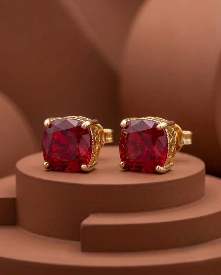 Gold Finish Swarovski Crystal Cushion Stud Earrings – 3 Colour Variants