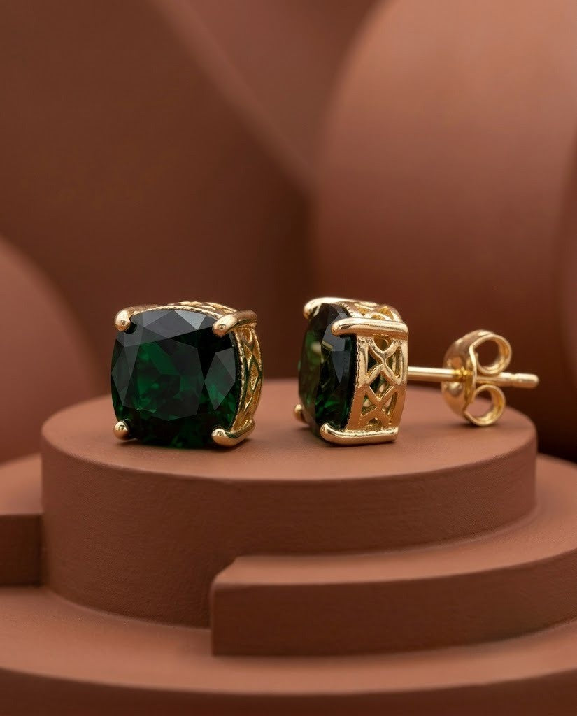 Gold Finish Swarovski Crystal Cushion Stud Earrings – 3 Colour Variants