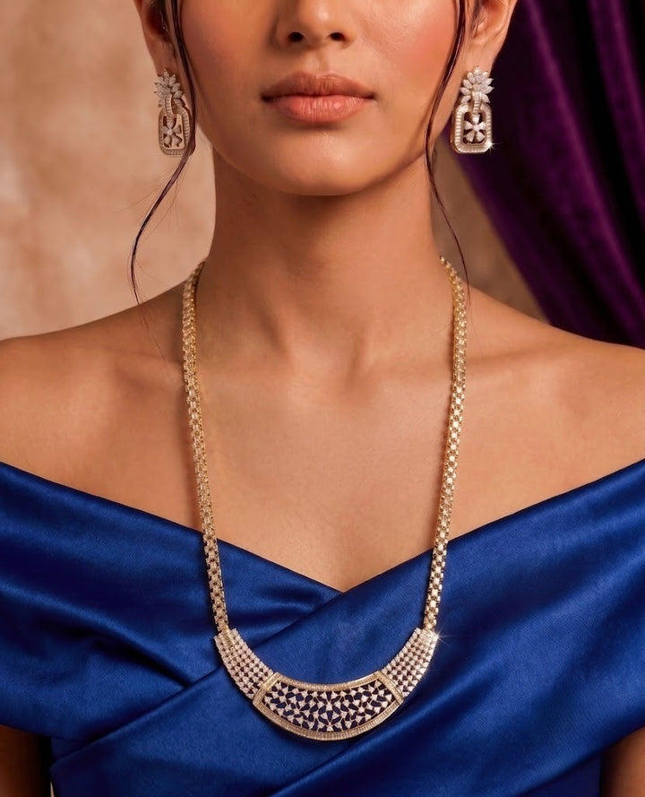 Rajeshwari Ruby Lattice Diamond Necklace Set