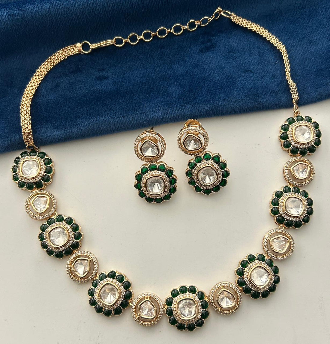 Noor Kundan Moissanite Necklace Set with Matching Earrings Premium Wear Jewellery