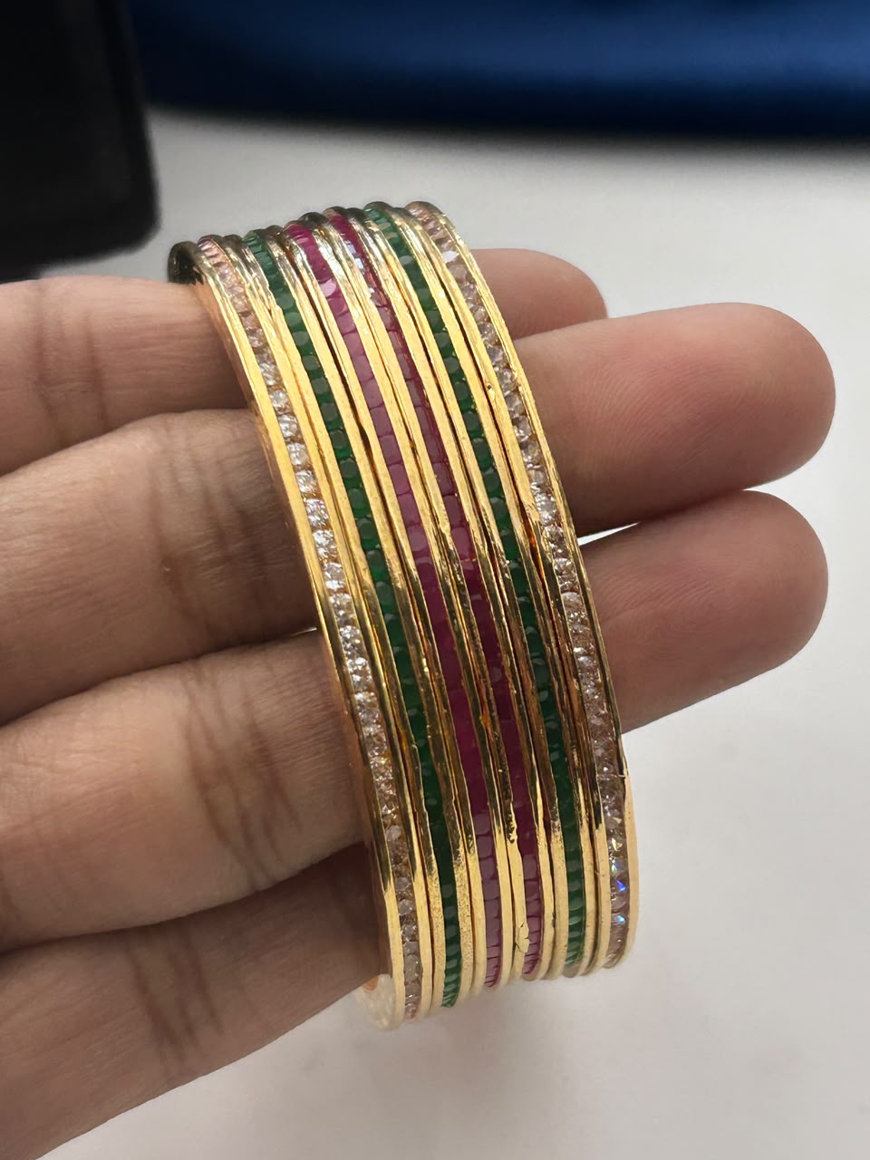 Rangmahal Ruby Emerald AD Stone Bangles Set
