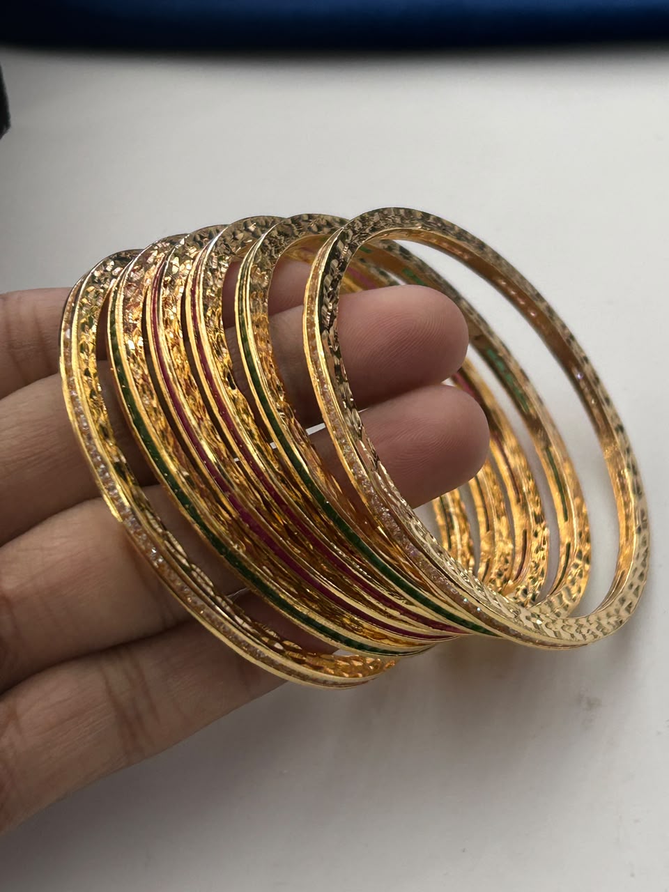 Rangmahal Ruby Emerald AD Stone Bangles Set