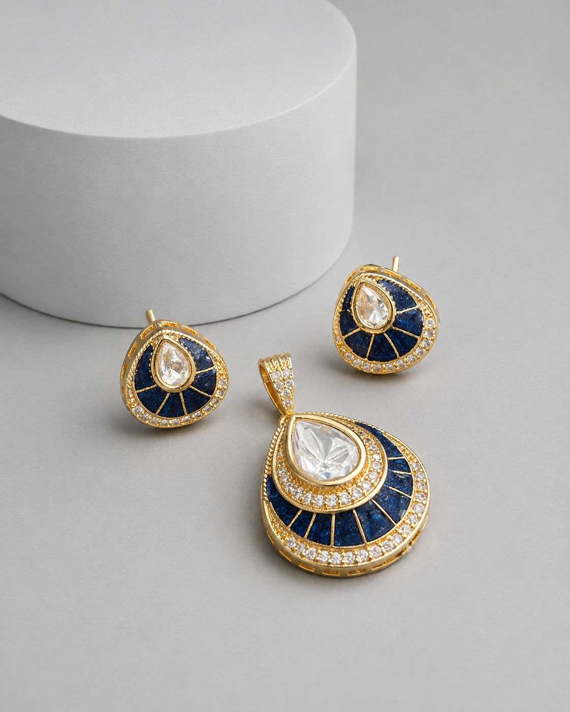 Chandrika Mother of Pearl Teardrop Pendant Set