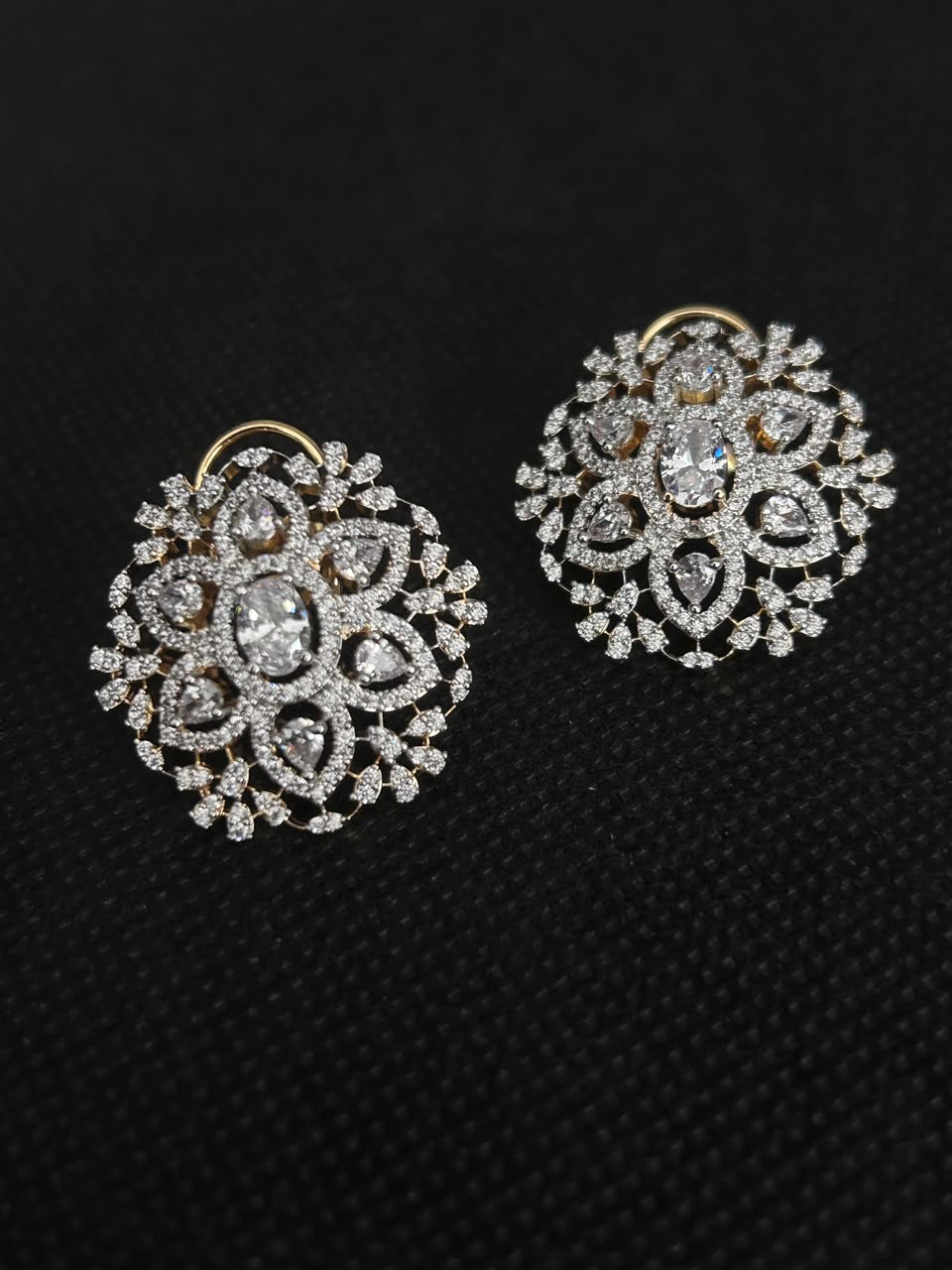 Ravina Diamond-Look Floral Statement Earrings – 4 Colours