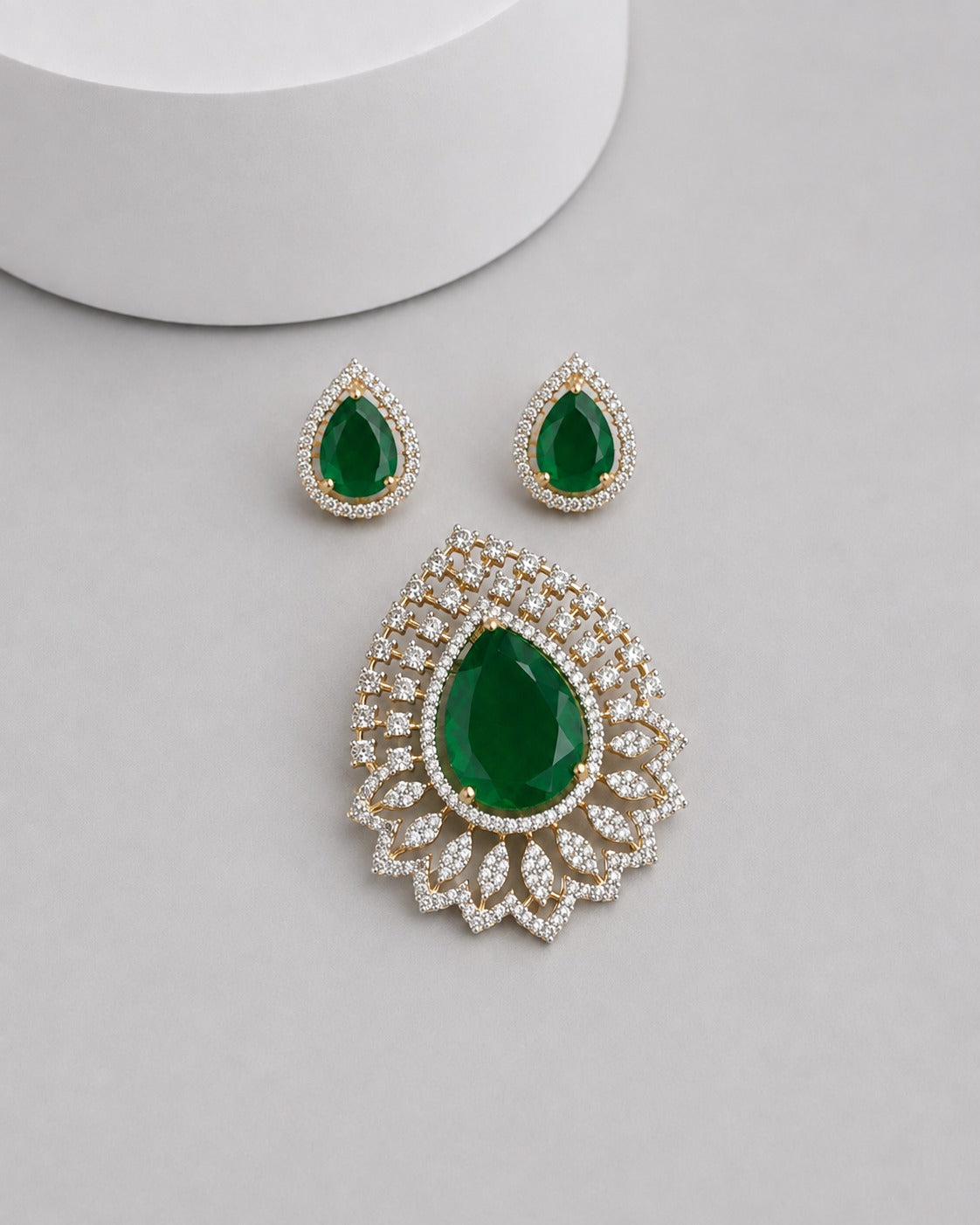 Rajwadi Ruby CZ Pendant Set