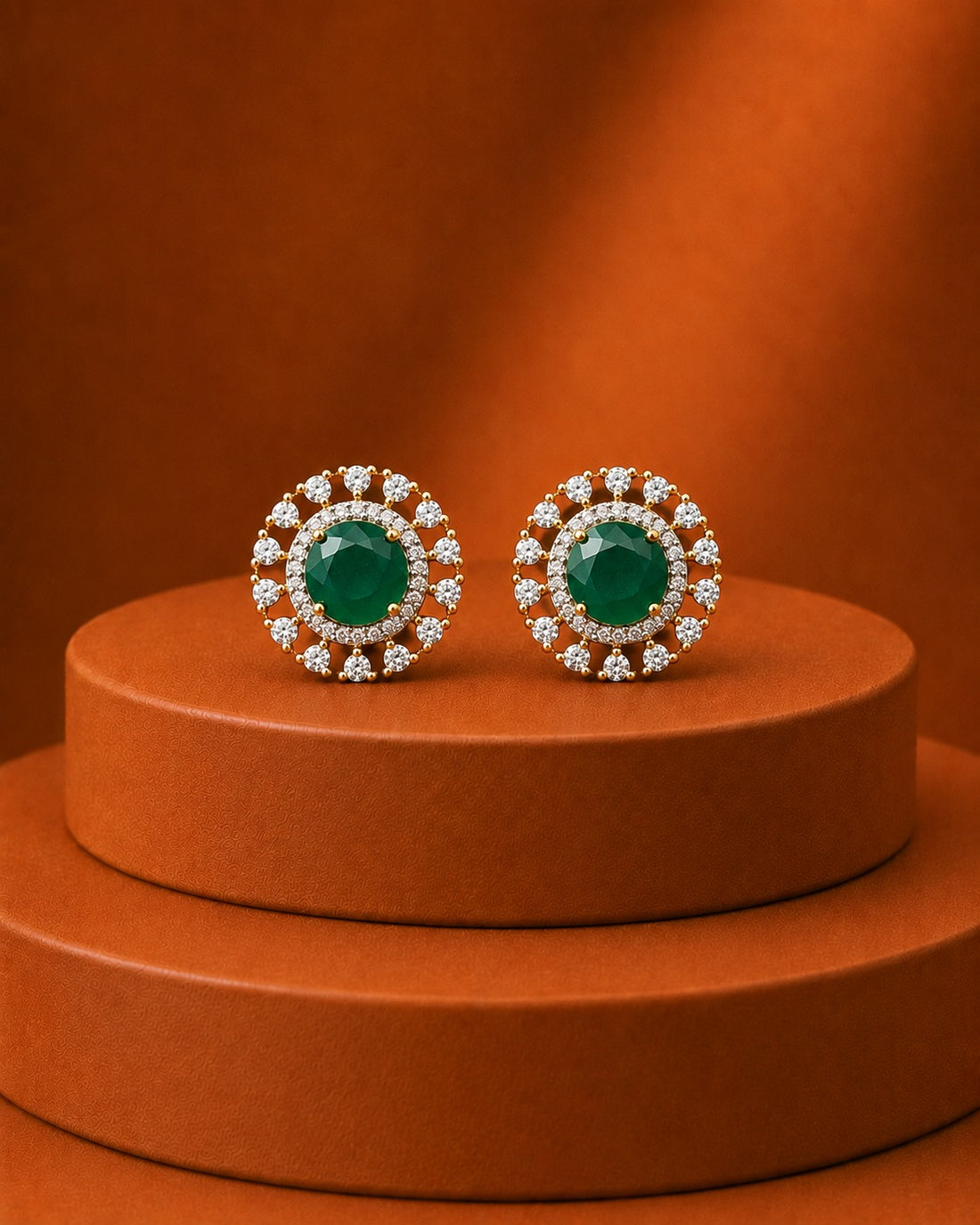 Aarini Royal Halo Stud Earrings
