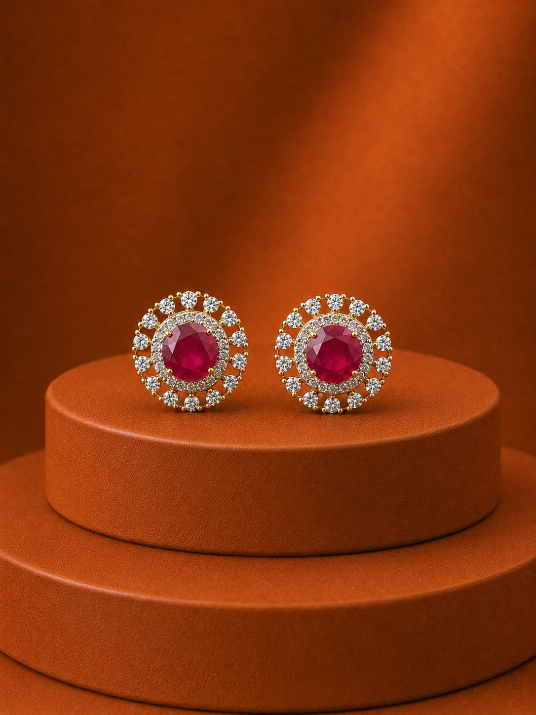 Aarini Royal Halo Stud Earrings