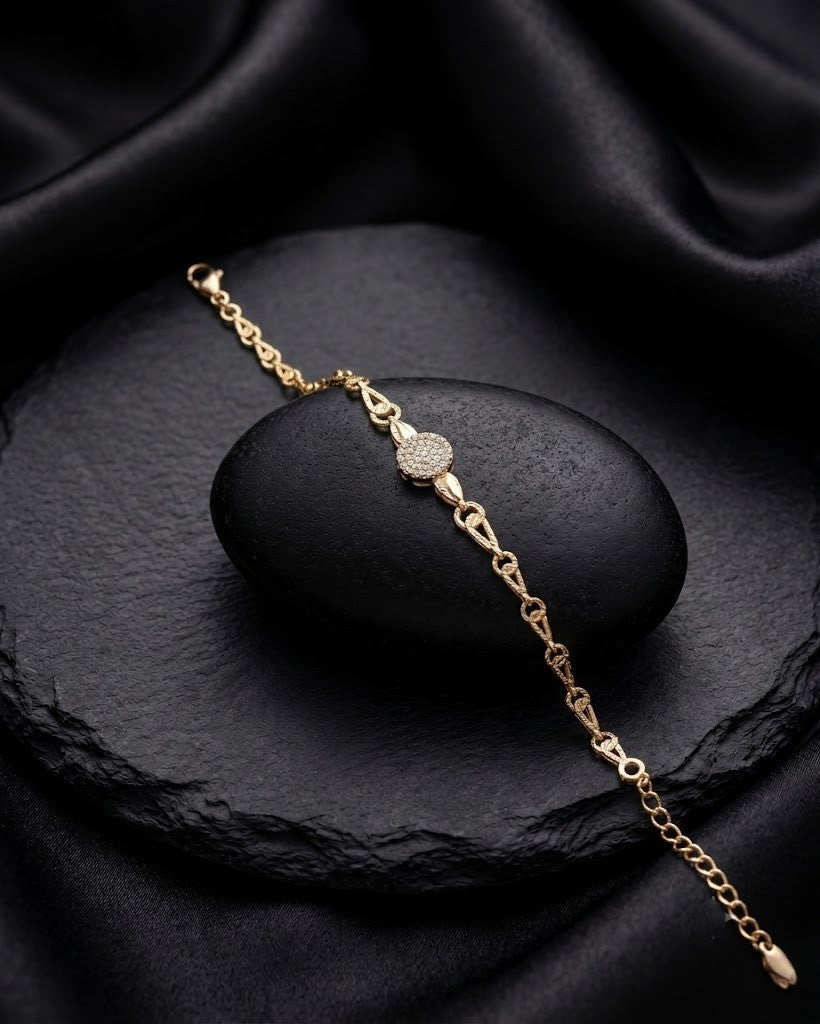 Arielle Gold-Tone Clover Diamond-Look Link Bracelet