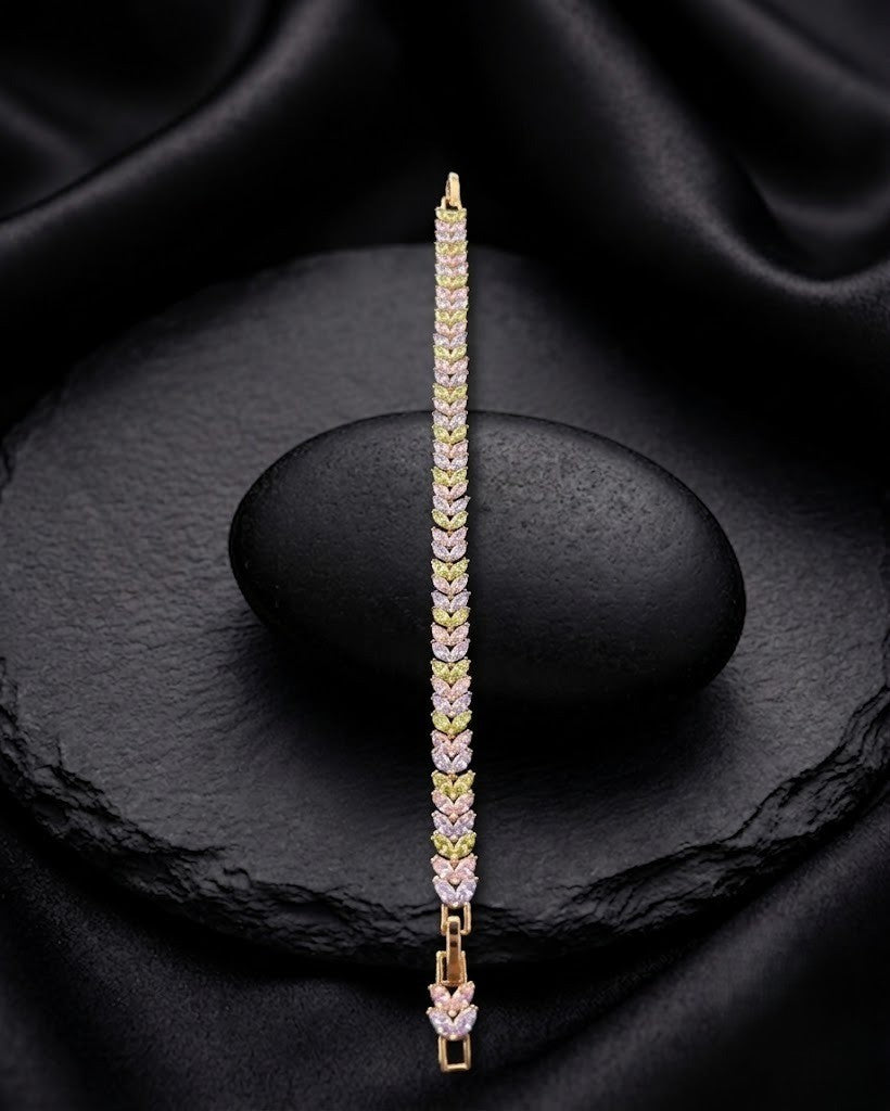 Liora Gold-Tone Multicolour Leaf Stone Bracelet