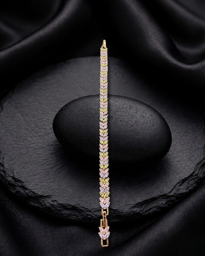Liora Gold-Tone Multicolour Leaf Stone Bracelet