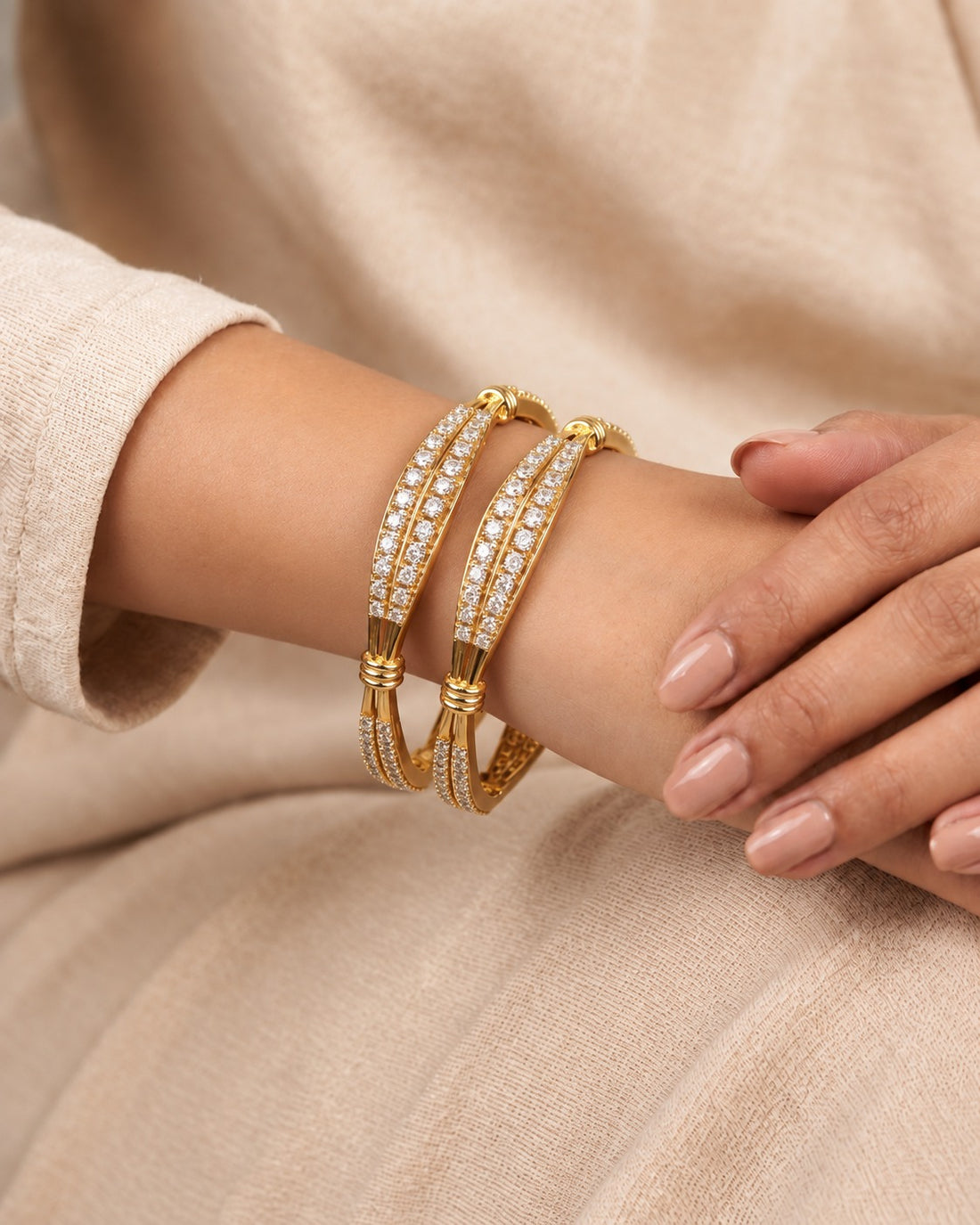 Aurevia Regal Twin-Line Bangle Set