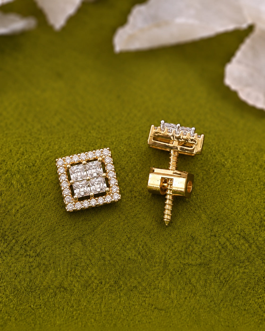 Eshvika Geometric Crystal Screw  Stud Earrings