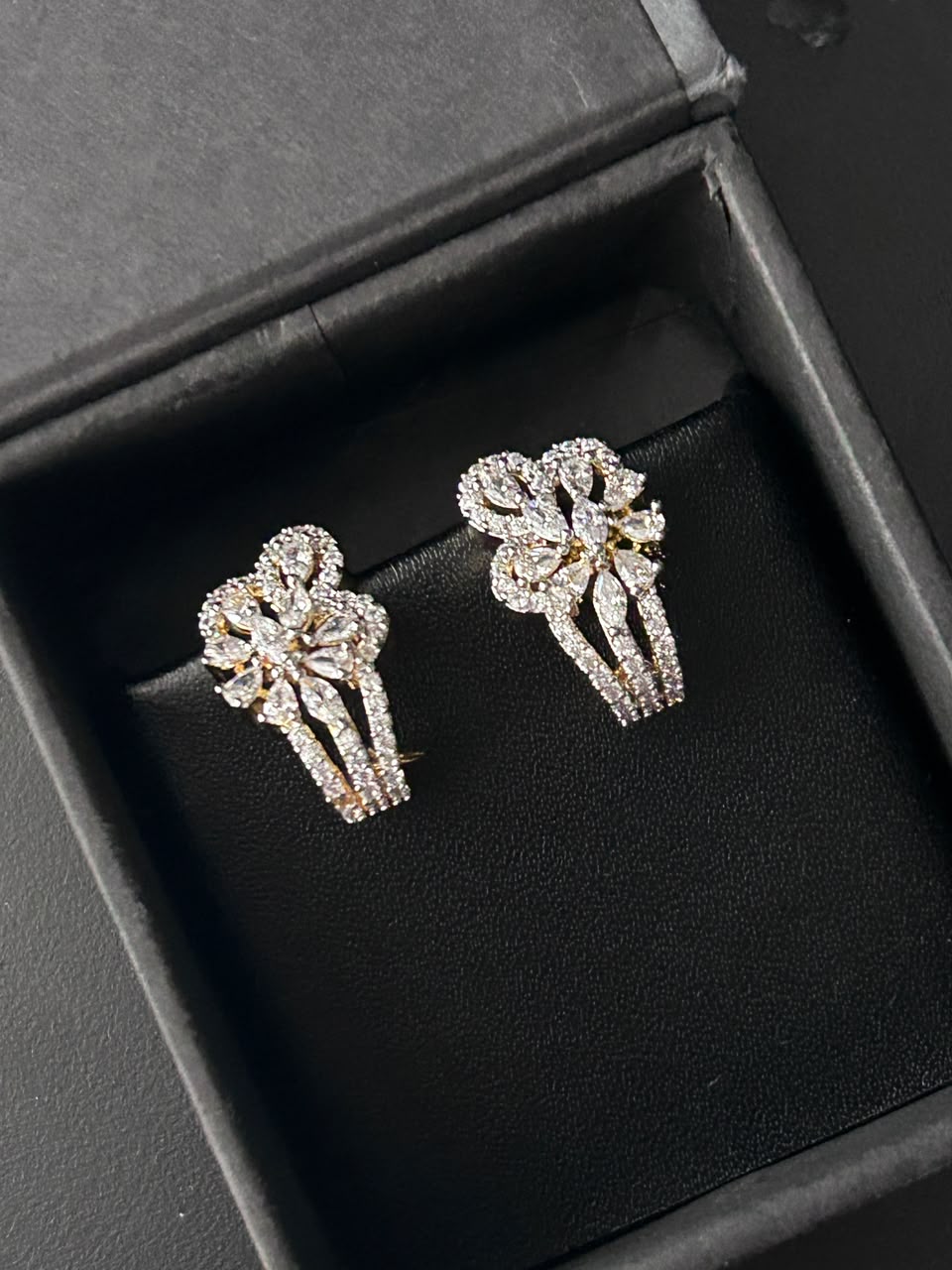 Aarika Floral Noir Crystal Earrings