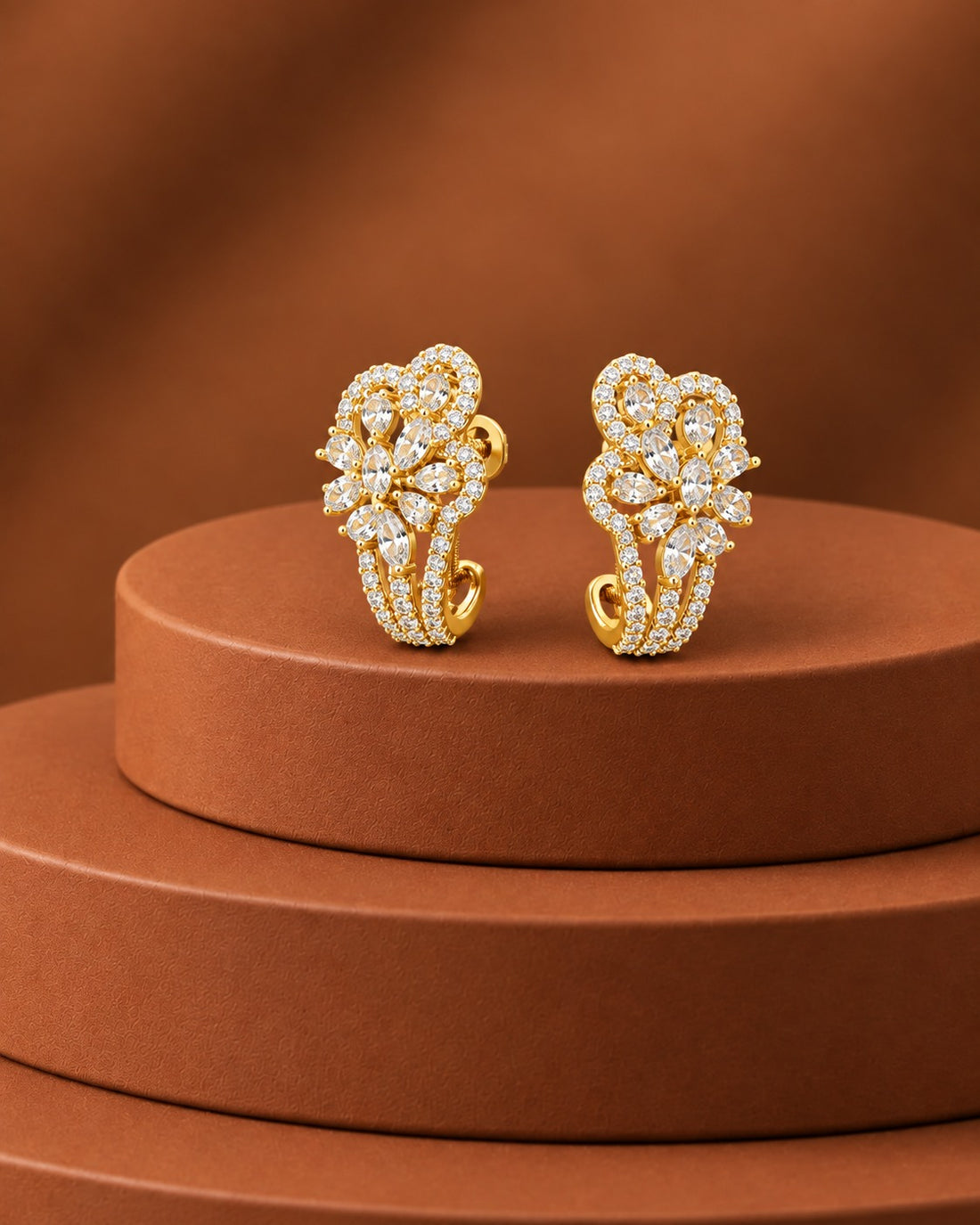 Aarika Floral Noir Crystal Earrings