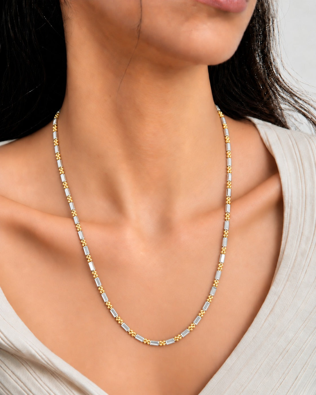 Zivara Dual-Tone Tube Bead Chain