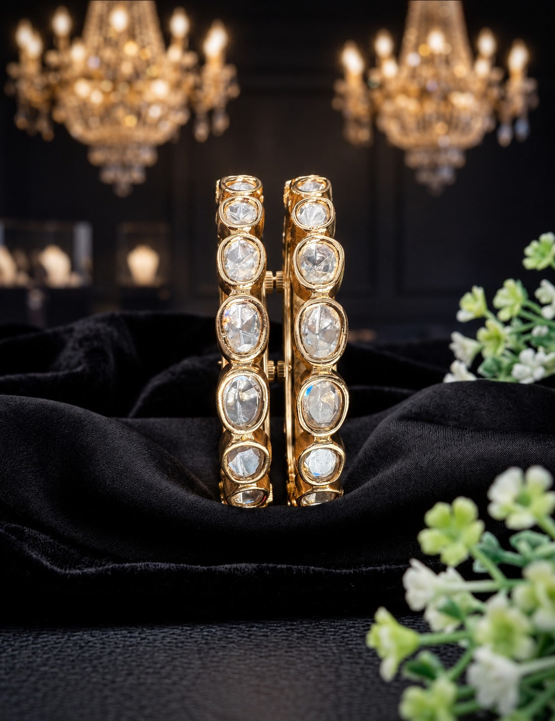Openable Moissanite Kundan Bangle  2.4, 2.6 & 2.8