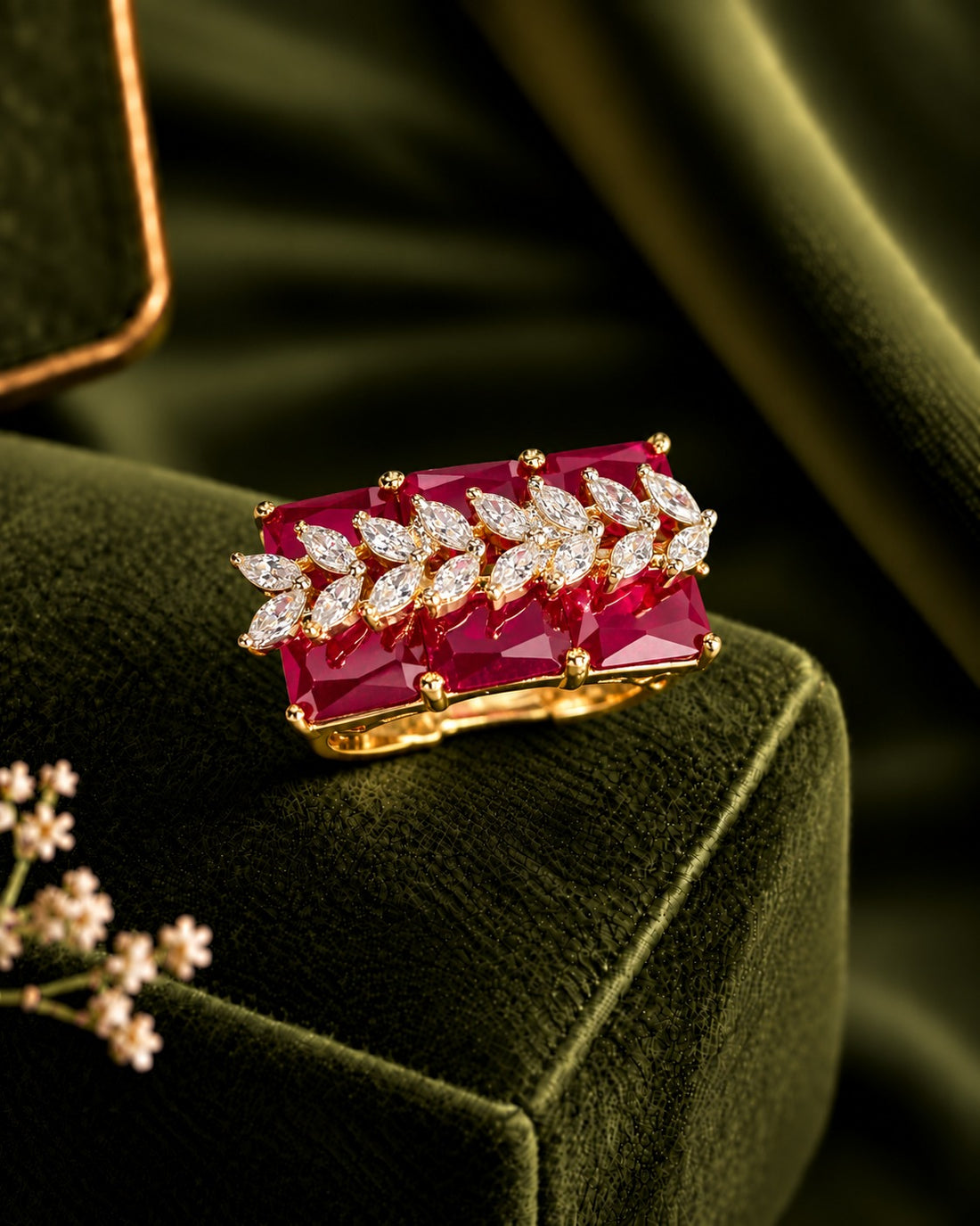 Elowen Crystal Vine Adjustable Ring