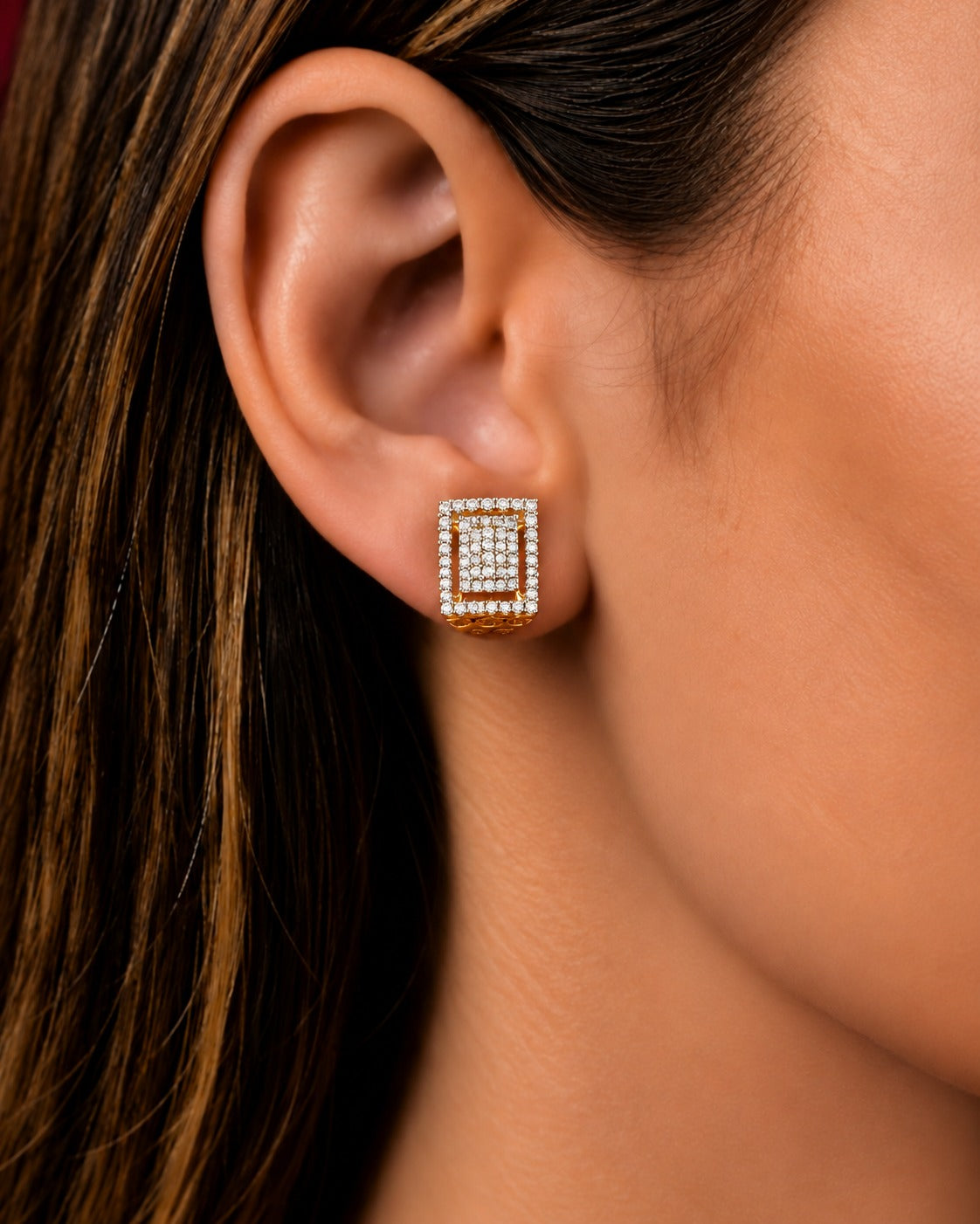 Avelisse Rectangle Diamond-Look Stud Earrings