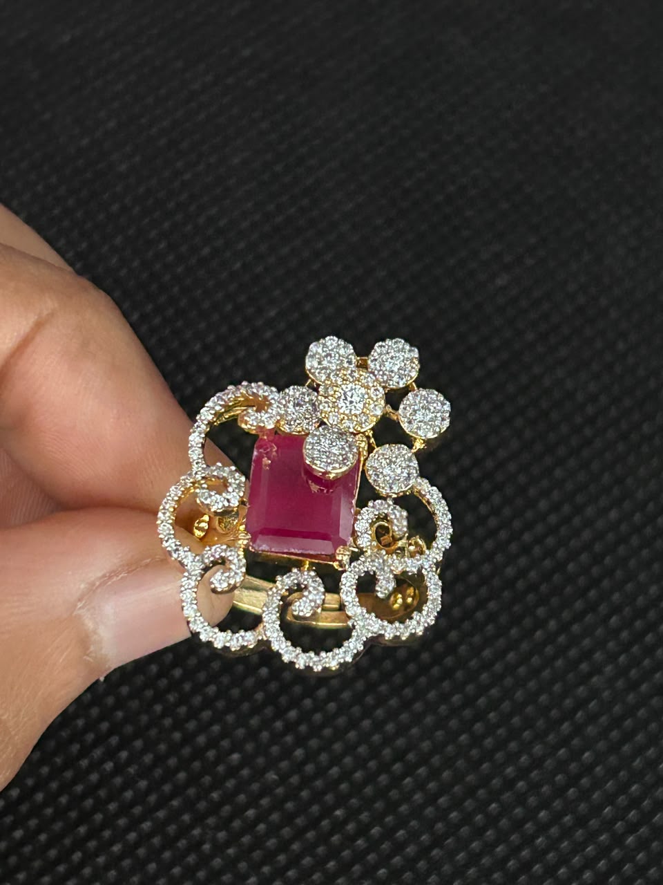 Elara Royal Swirl Adjustable Statement Ring