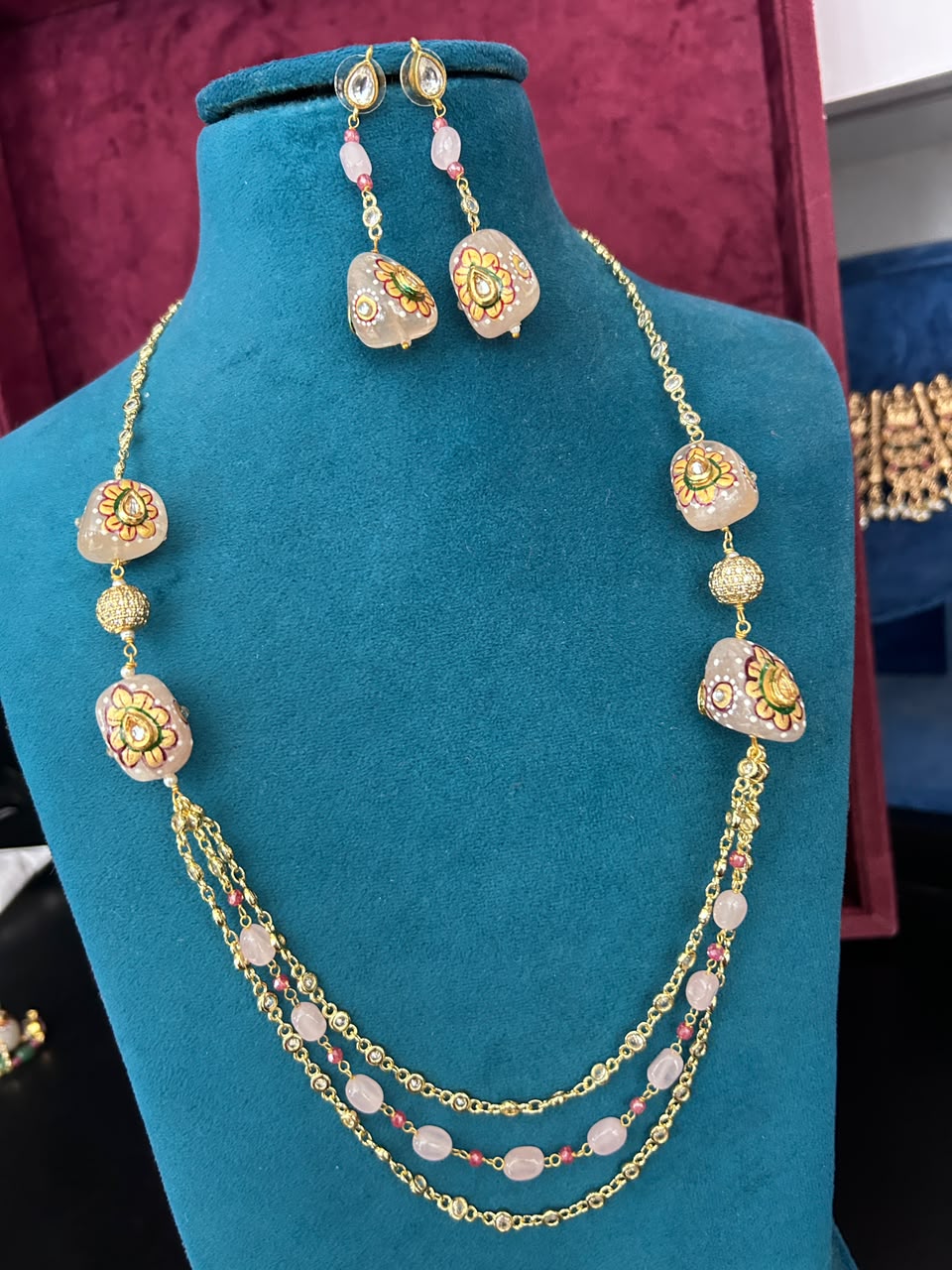 Aaradhya Meenakari Rose Mala & Earrings