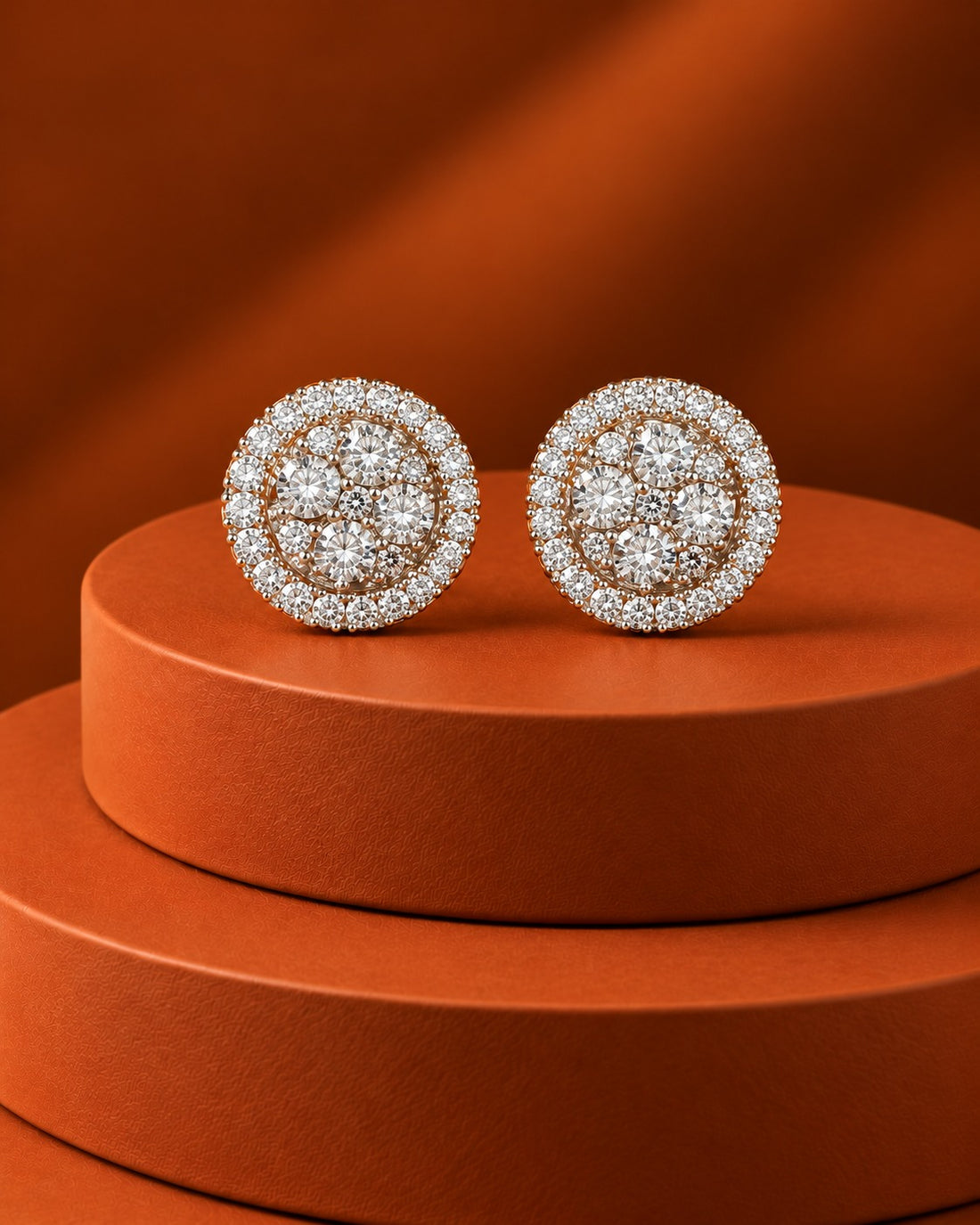 Aurielle Round Halo Diamond-Look Stud Earrings