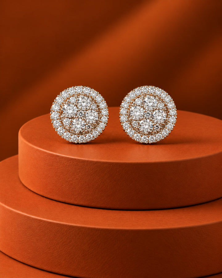 Aurielle Round Halo Diamond-Look Stud Earrings