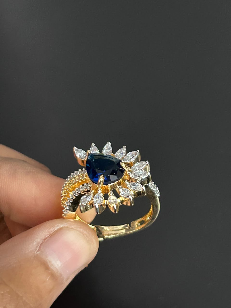 Aurevia Teardrop Halo Adjustable Ring
