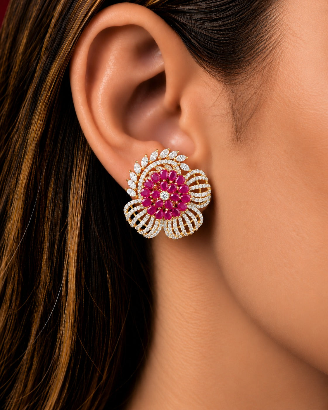 3 CM Floral Statement Stud Earrings