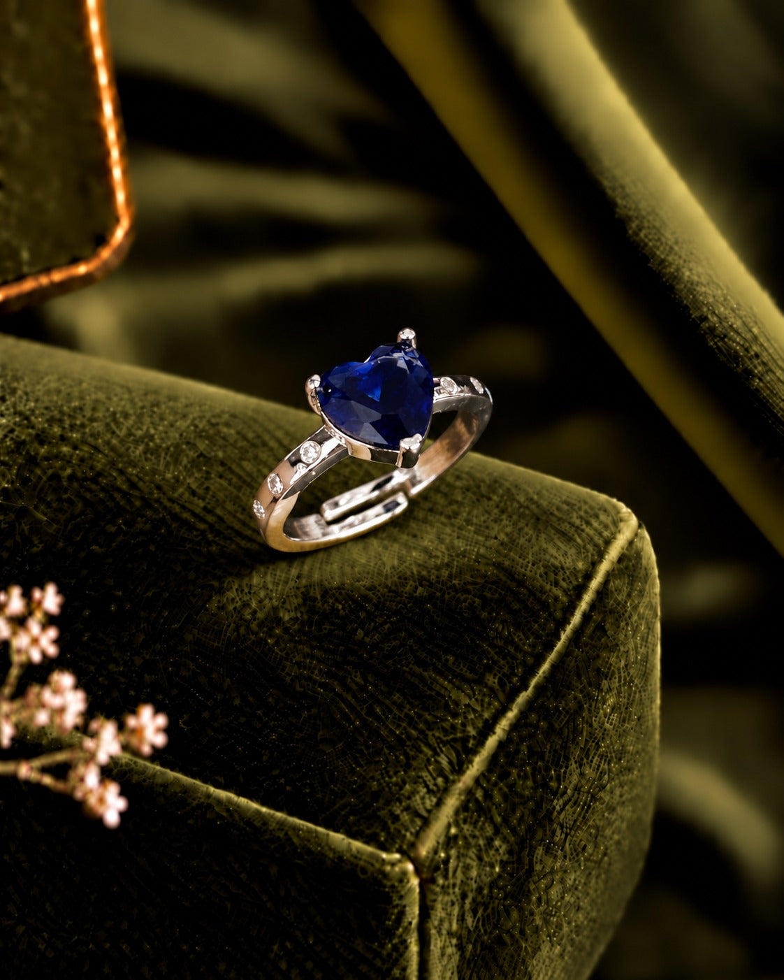 Silver Heartstone Adjustable Ring