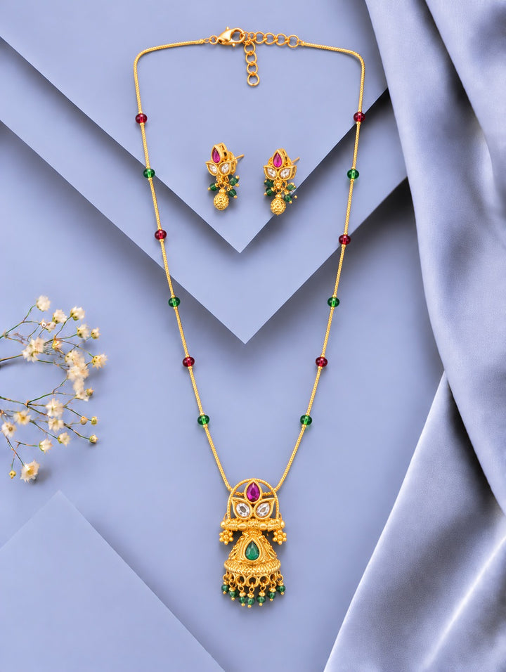 Antique Temple Pendant Mala Set
