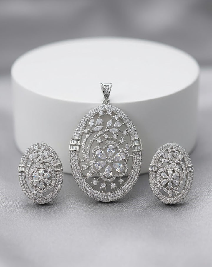 Pushpika Ruby Bloom Screw Pech Pendant Set