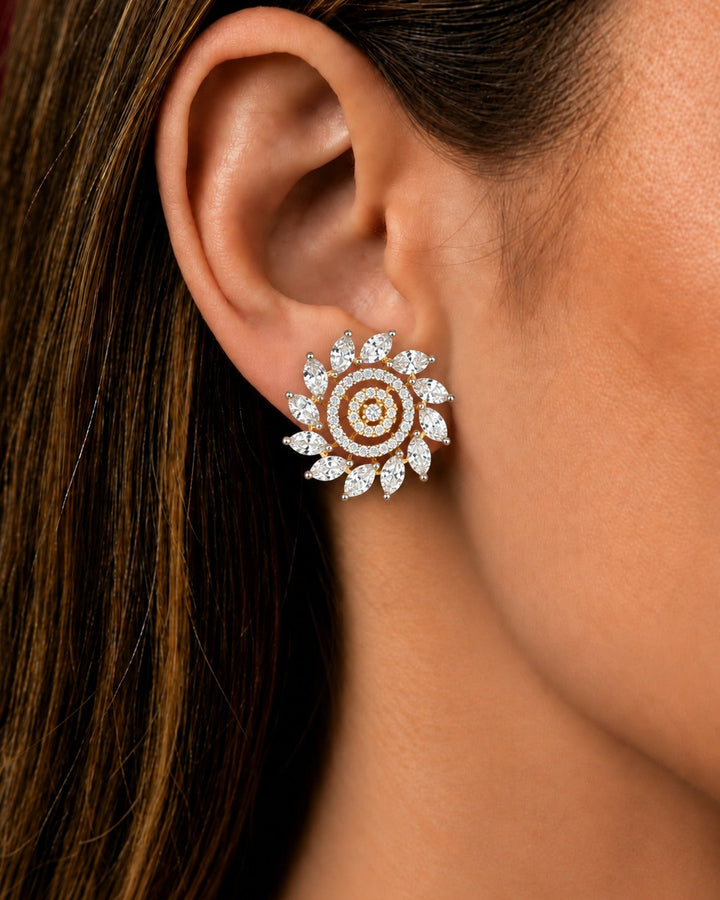 Solenne Marquise Halo Diamond-Look Stud Earrings