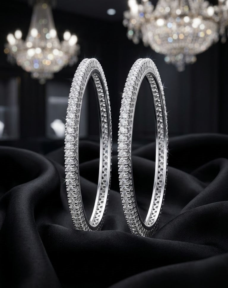 Gold Finish Diamond-Style Designer Bangles for Women