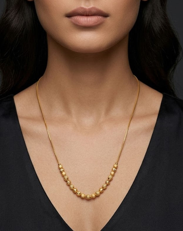 Gold Finish Beaded Daily Wear Chain for Women