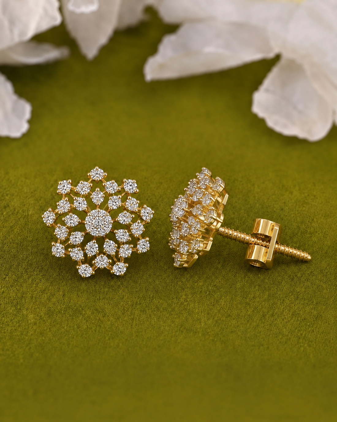 Eloria Floral Cluster Screw-Back Stud Earrings