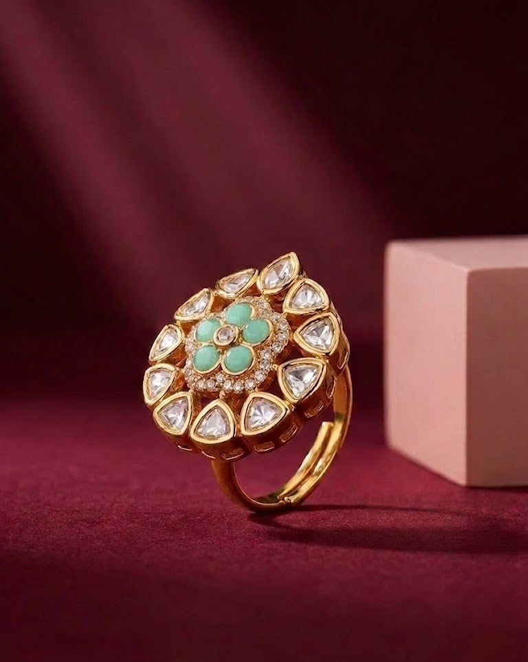 Harinika Green Kundan AStatement Ring