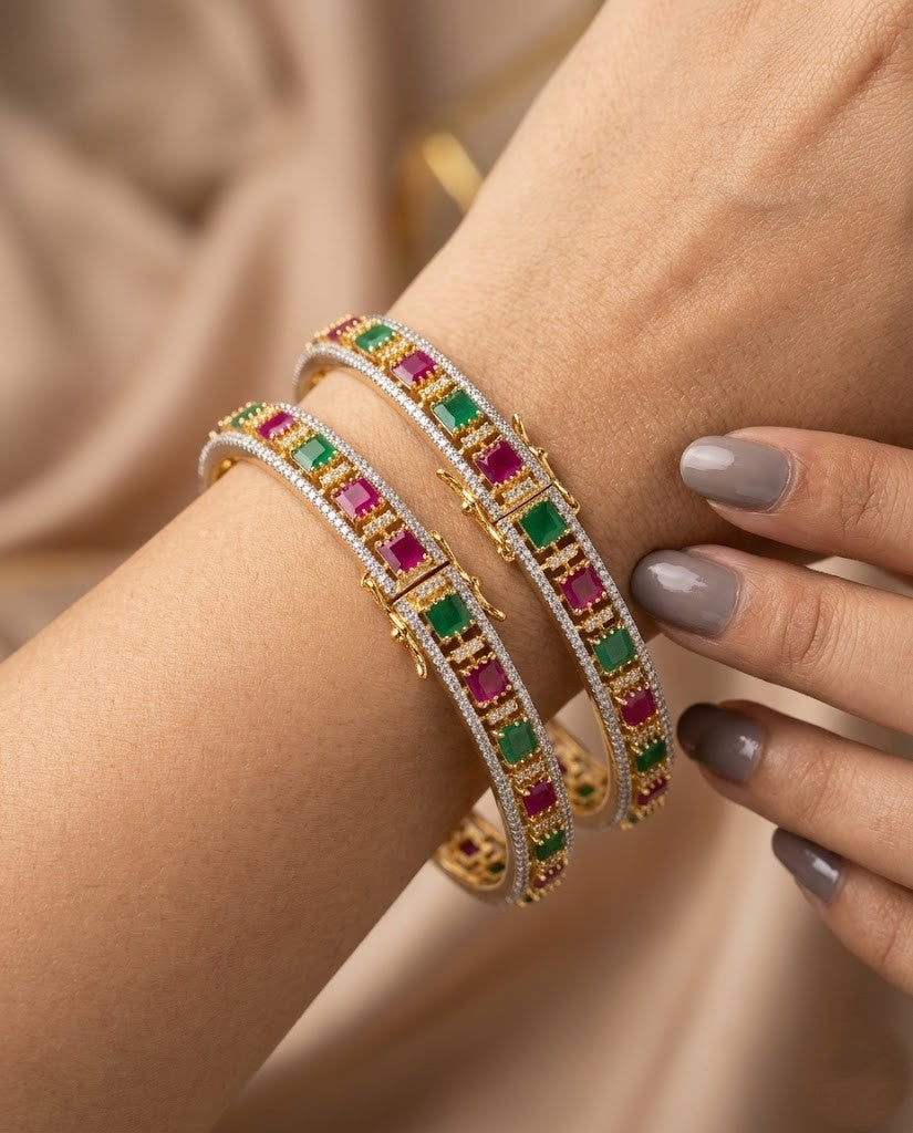 Rangmahal Panna Ruby Openable Bangles