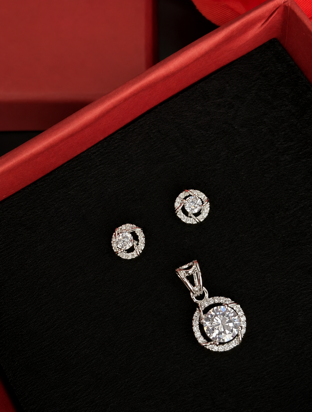 Meher Zirconia Pendant & Stud Set