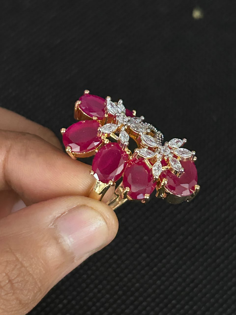 Aurevia Floral Cascade Adjustable Ring